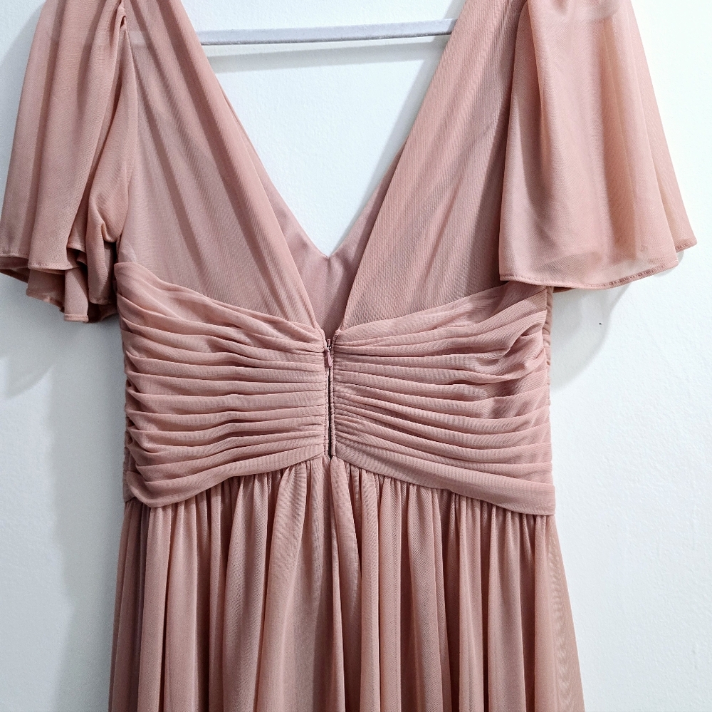 Celebrate Pastel Pink Studio Flutter Sleeve Crisscross Mesh Dress Size 6 - Picture 12 of 14
